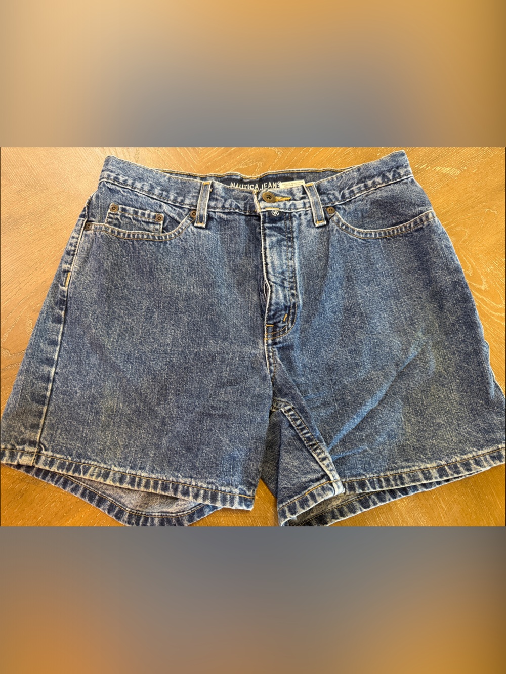 Vintage Nautica Jeans High-Waist Denim Shorts in Classic Blue Size 8
